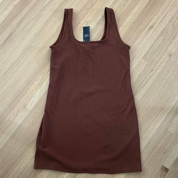 NWT Abercrombie & Fitch Sleeveless Brown Bodycon Ribbed Dress XL - Picture 2 of 4